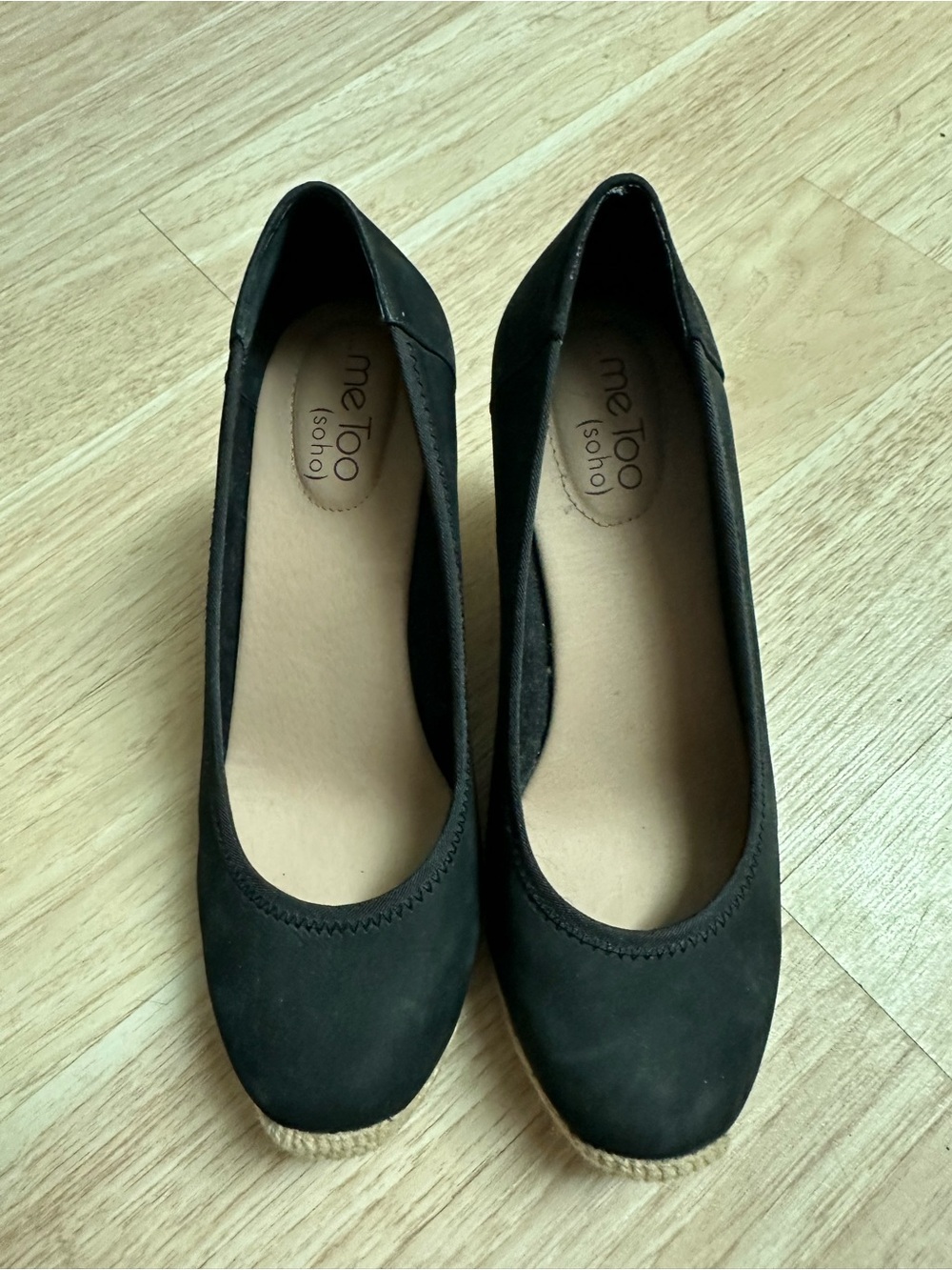 Me Too (Soho) Black Women's Espadrille Wedge Heels 8.5